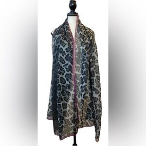 Leopard Print Scarf with Purple Trim by DANIER EUC